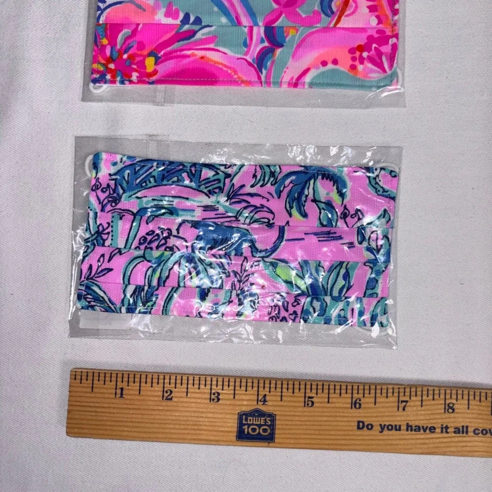 Lilly Pulitzer Face Mask Set 3PK OS Multi New NWT Floral Tropical Pleated Mask